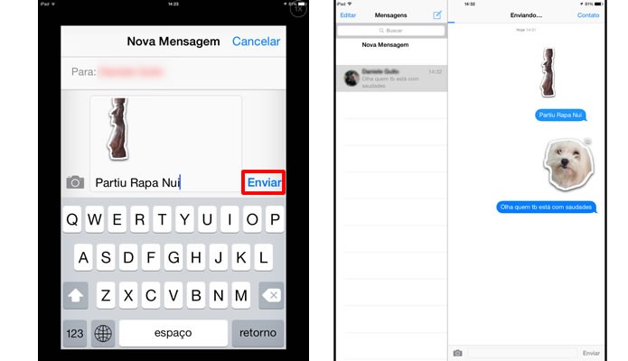 Escreva o texto da mensagem que acompanhará o emoji e clique em “Enviar” (Foto: Reprodução/Daniel Ribeiro)