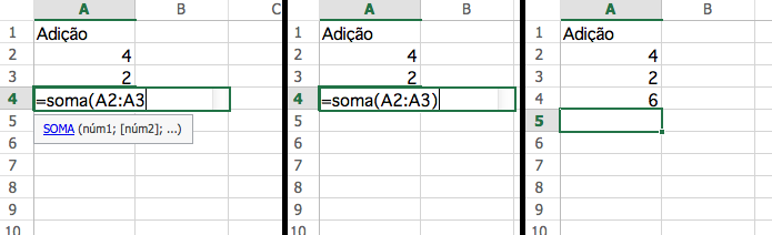 Usando a função Soma no Excel para fazer adição (Foto: Reprodução/Edivaldo Brito)