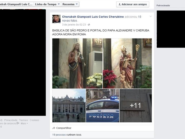 Em 3 de janeiro, Luis postou fotos sobre visita à Basílica de São Pedro (Foto: Reprodução/ Facebook)