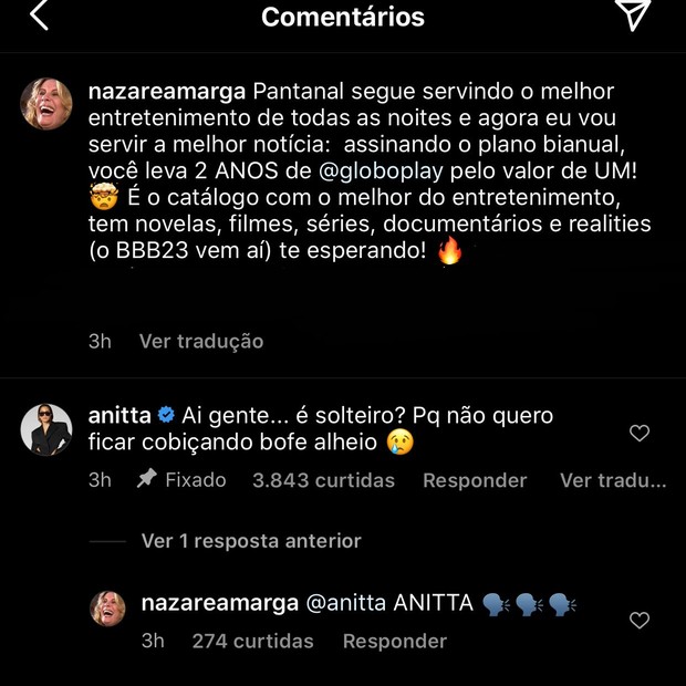 Anitta pergunta se Murilo Benício é solteiro (Foto: Reprodução/Instagram)