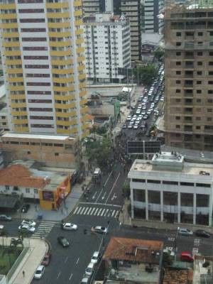 Trabalhadores seguem em caminhada pelas ruas de Belém. Construção Civil   (Foto: Márcio Baena Braga/ Arquivo pessoal)