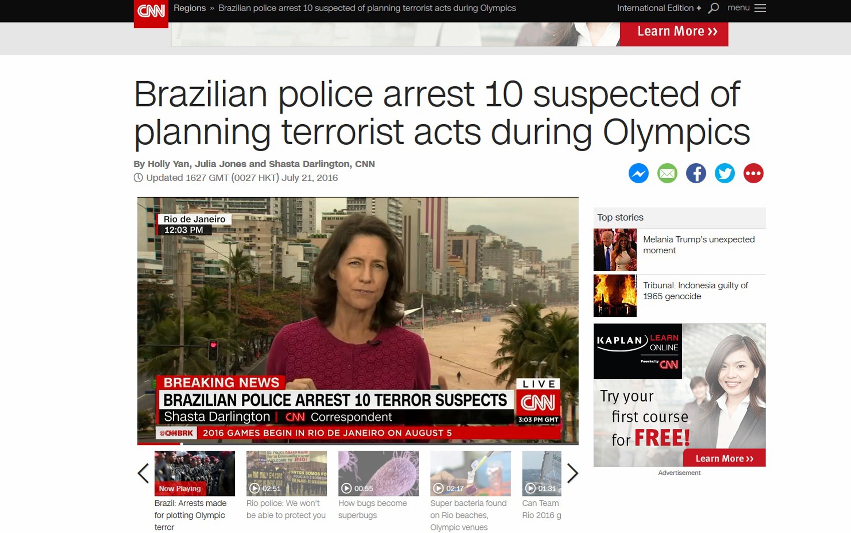 Canal americano CNN repercute prisão de suspeitos de ligação com terrorismo no Brasil