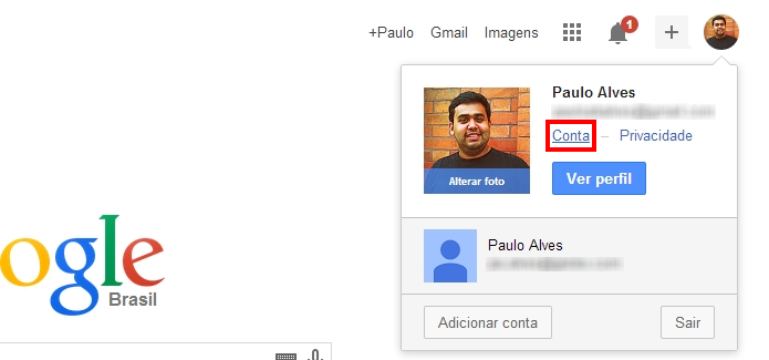 Acesse as configurações da conta (Foto: Reprodução/Paulo Alves)