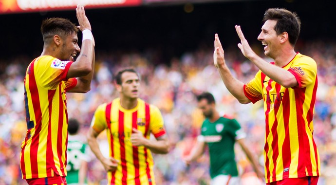 Lionel Messi Neymar barcelona gol athletic de Bilbao (Foto: Agência Getty Images)