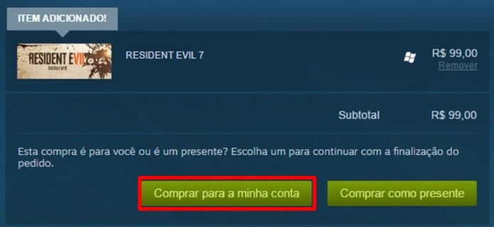 Inserção de dados de pagamento dão acesso a download de Resident Evil 7 (Foto: Reprodução/Felipe Demartini)