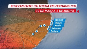 Percurso tocha PE (Foto: Reprodução/Globo Esporte)