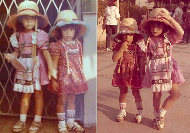 Fernanda Pontes e a irmã, Priscila, vestidas para festa junina (Foto: Arquivo pessoal)