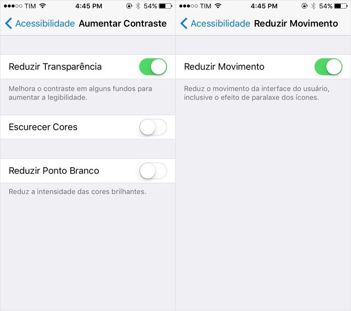 Desative os efeitos visuais do iOS (Foto: Foto: Reprodução/Helito Bijora)