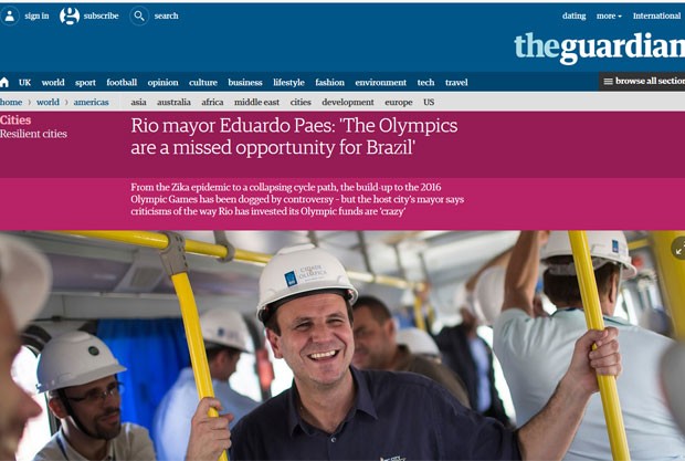 Paes disse ao The Guardian que Olimpíada é oportunidade perdida para o Brasil (Foto: Reprodução)