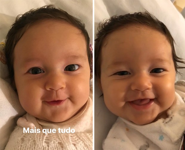 Fofa demais! Bruno Gissoni mostra Madalena fazendo careta