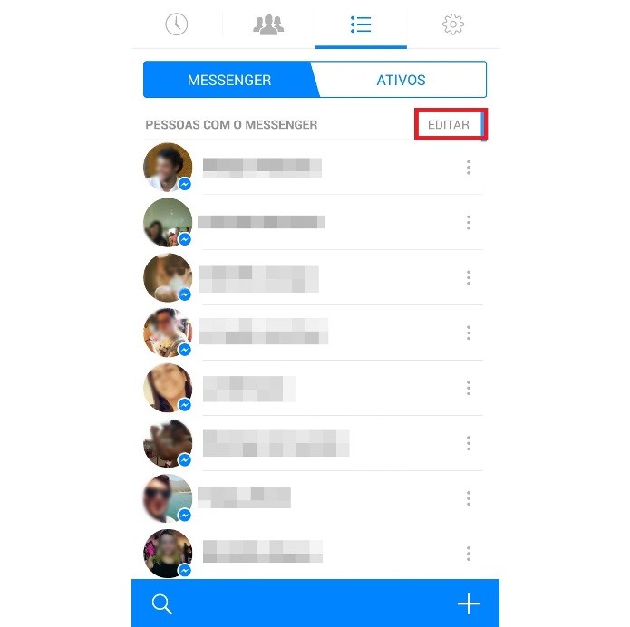 Editando lista de contatos no Facebook Messenger (Foto: Reprodução/Lívia Dâmaso)