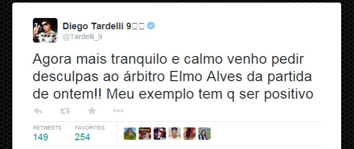 Tardelli pede desculpas ao árbitro do jogo (Foto: Reprodução / Twitter)