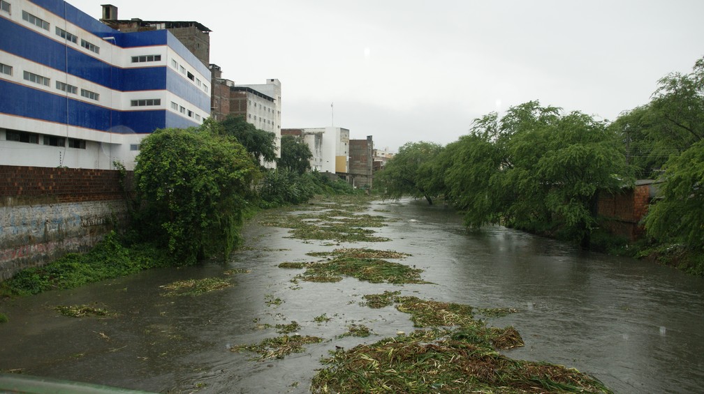 Rio Ipojuca registriou um grande volume de água  (Foto: Alexandre Henrique/Divulgação )
