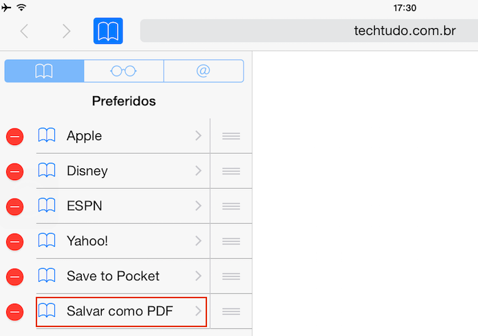 Selecionando o favorito a ser editado (Foto: Reprodução/Edivaldo Brito)