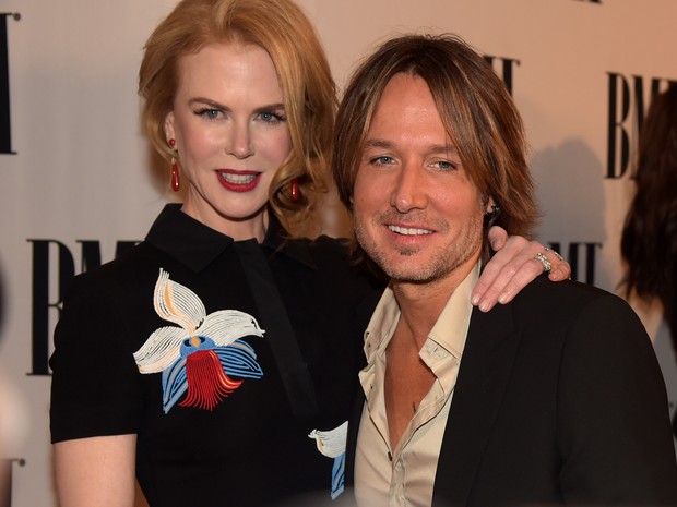 Nicole Kidman e o marido, Keith Urban, em prêmio de música em Nashville, nos Estados Unidos (Foto: Rick Diamond/ Getty Images/ AFP)