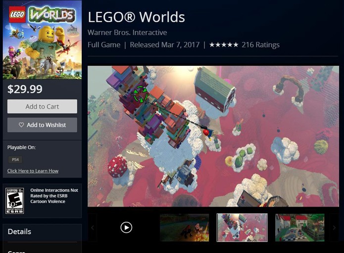 Página de LEGO Worlds na PlayStation Store (Foto: Reprodução/André Mello)