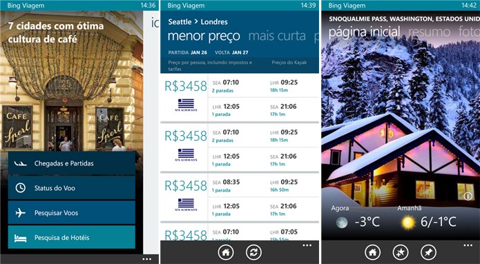 Bing Viagem tem informações completas sobre vôos e os principais destinos turísticos (Foto: Divulgação/Windows Phone Store)