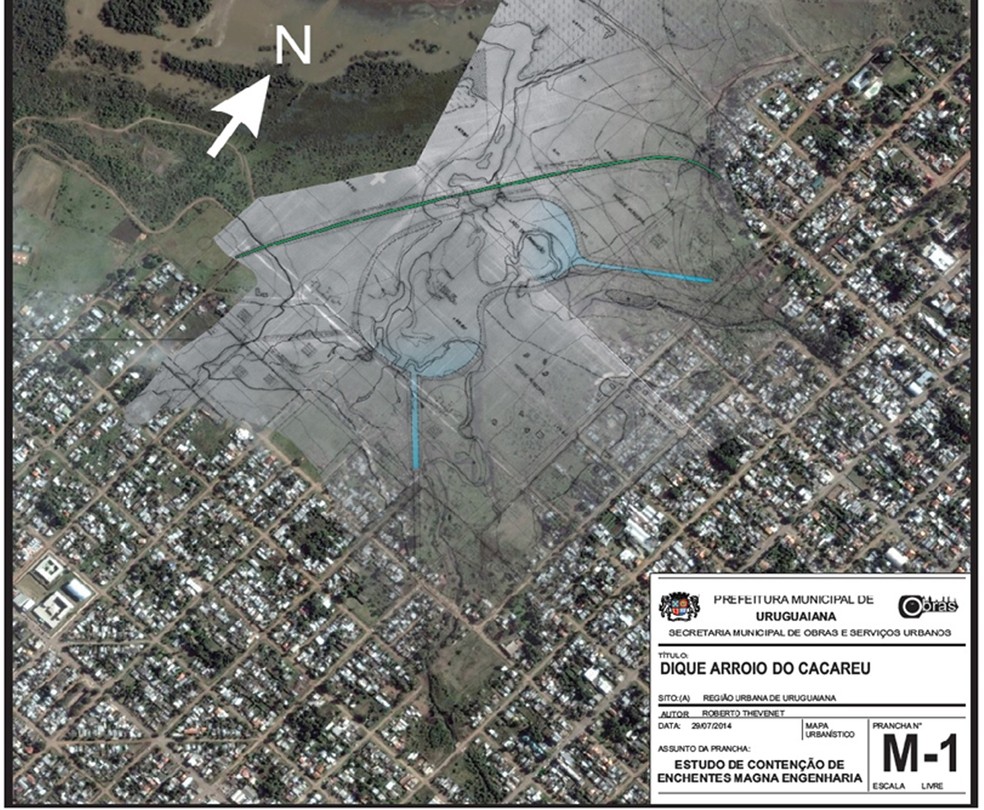 Projeto para construção de diques em Uruguaiana (Foto: Reprodução/PMU)