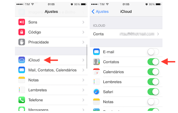 Backup dos contatos do iOS através de uma conta do iCloud (Foto: Reprodução/Marvin Costa)