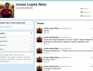 twitter Jonas Lopes Neto  (Foto: Reprodução / Twitter)