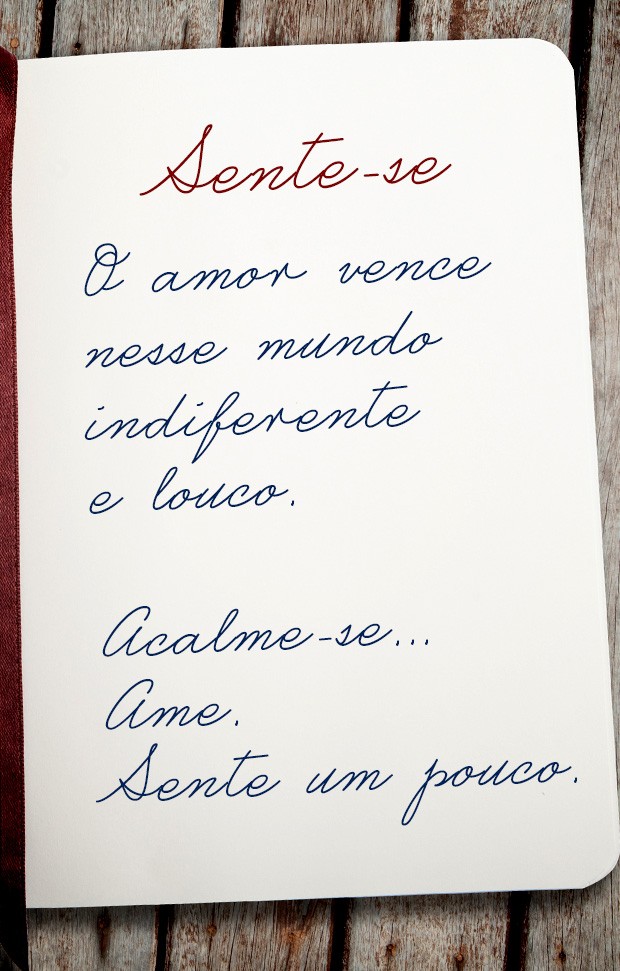 Olha que poema lindo escrito pelo ator! (Foto: Malhação / TV Globo)