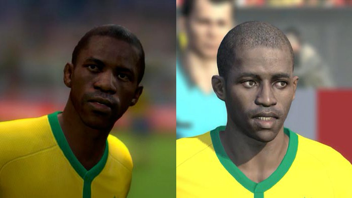 O vigoroso Ramires aparece bem retratado em ambos os games, com uma pequena vantagem para Brasil 2014 (Foto: Reprodução/Murilo Molina)
