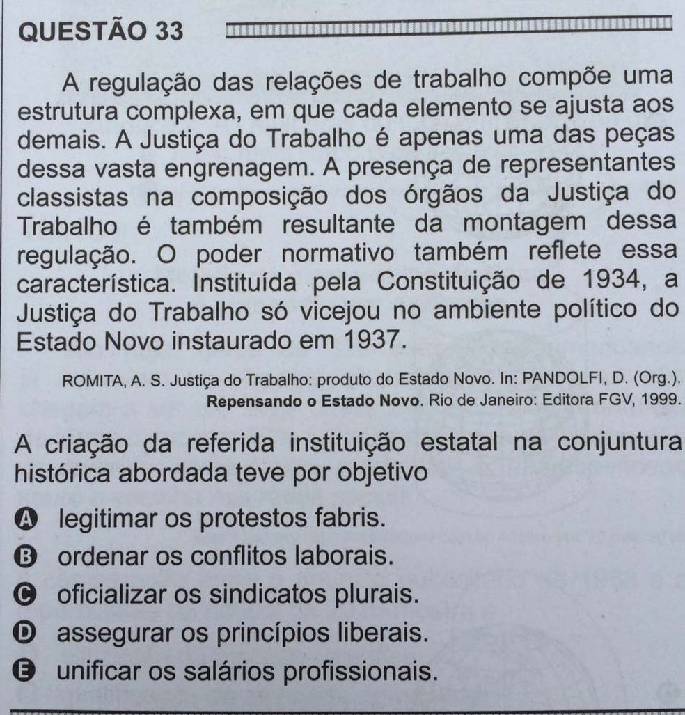 ENEM 2016 - 1º DIA - PROVA BRANCA - QUESTÃO 33 (Foto: G1 )