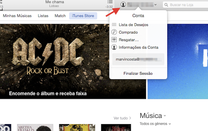 Acessando as configurações de conta do iTunes 12 (Foto: Reprodução/Marvin Costa)