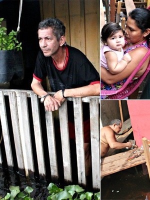 Com cheia do Rio Negro, família 
de 11 pessoas divide um cômodo  (Marcos Dantas/G1 AM)