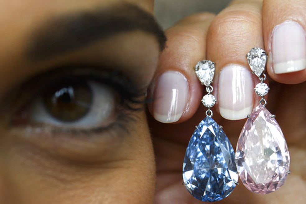 Diamantes leiloados pela Sotheby's (Foto: (Martial Trezzini/Keystone via AP))