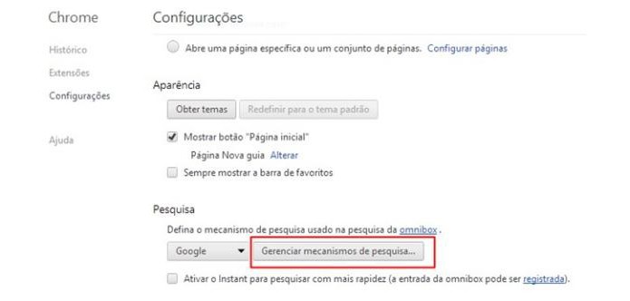 Abra a gestão de pesquisa do Chrome (Foto: Reprodução/Paulo Alves)