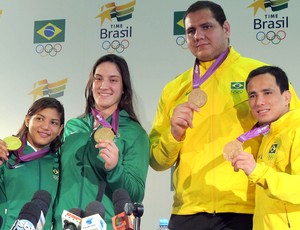 Judocas Baby, Mayra, Kitadai e Sarah Menezes na Casa Brasil, judo (Foto: Cahê Mota / Globoesporte.com)