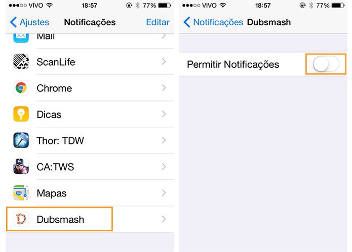 Desative ou ative as notificações do Dubsmash (Foto: Reprodução/Barbara Mannara)