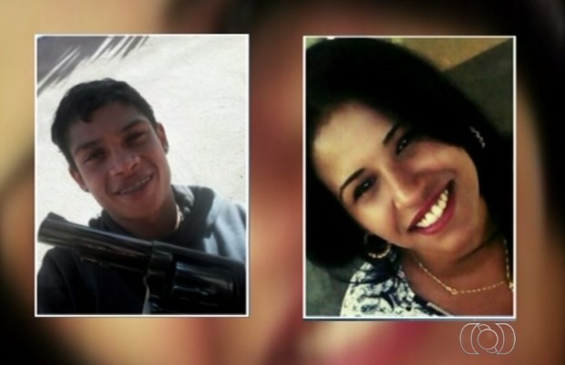 Rapaz e amiga, de 16 anos, estavam sentados em banco quando foram assassinados em Santa Helena de Goiás (Foto: Reprodução/ TV Anhanguera)
