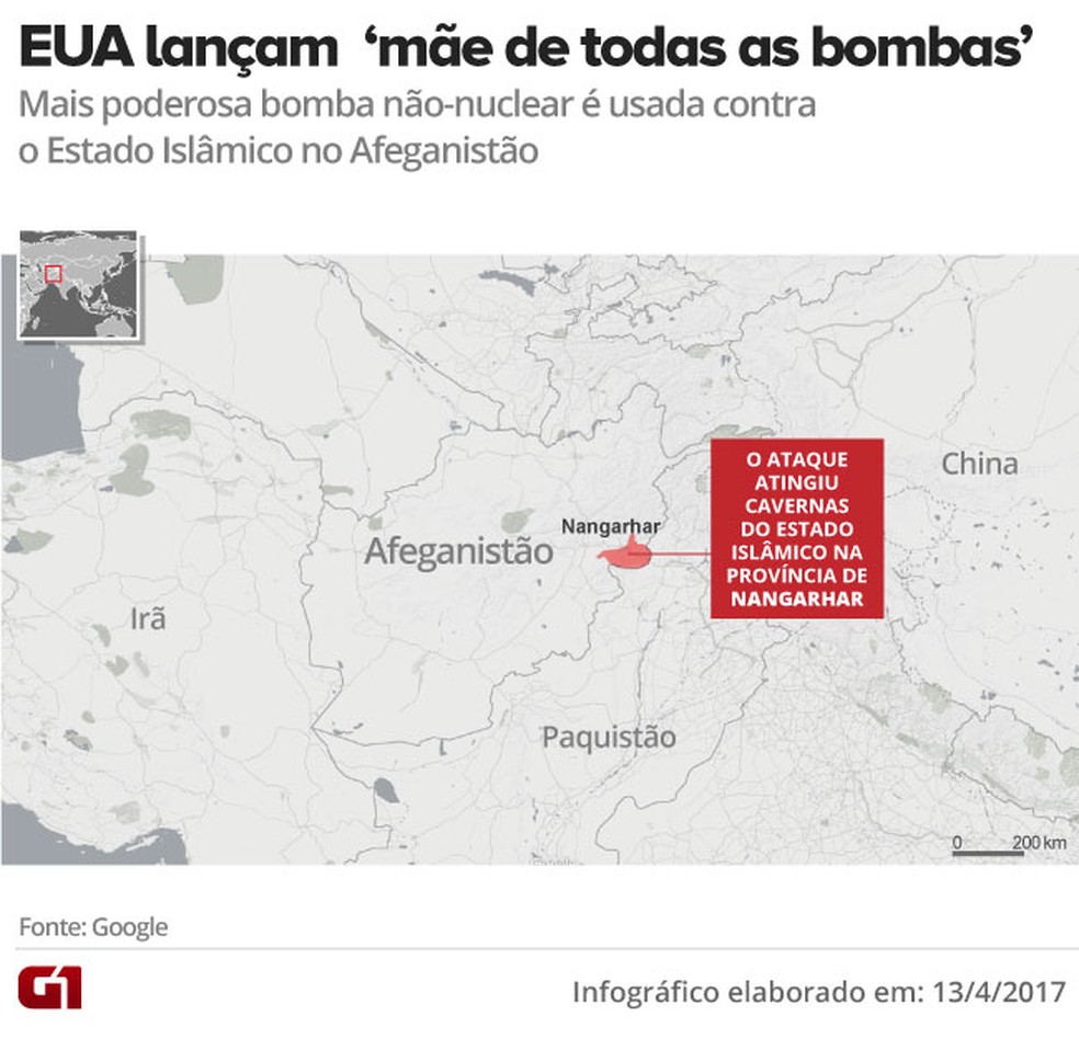 Mapa bomba Moab (Foto: Editoria de Arte/G1)