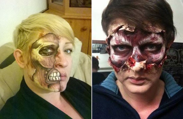 Nikki Shelley, de 33 anos, cria rostos assustadores usando apenas pintura (Foto: Reprodução/Facebook/Nikki Shelley)