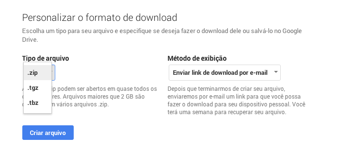 Formato de saída padrão é o ZIP (Foto: Reprodução/Paulo Alves)