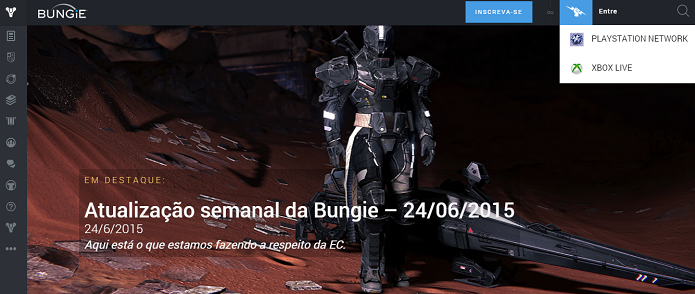Faça login no site da Bungie (Foto: Reprodução/Thiago Barros)
