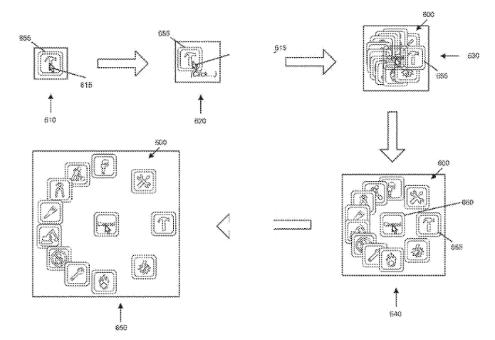 Documento mostra como seria o menu radial da Apple (Foto: Reprodução/USPTO)