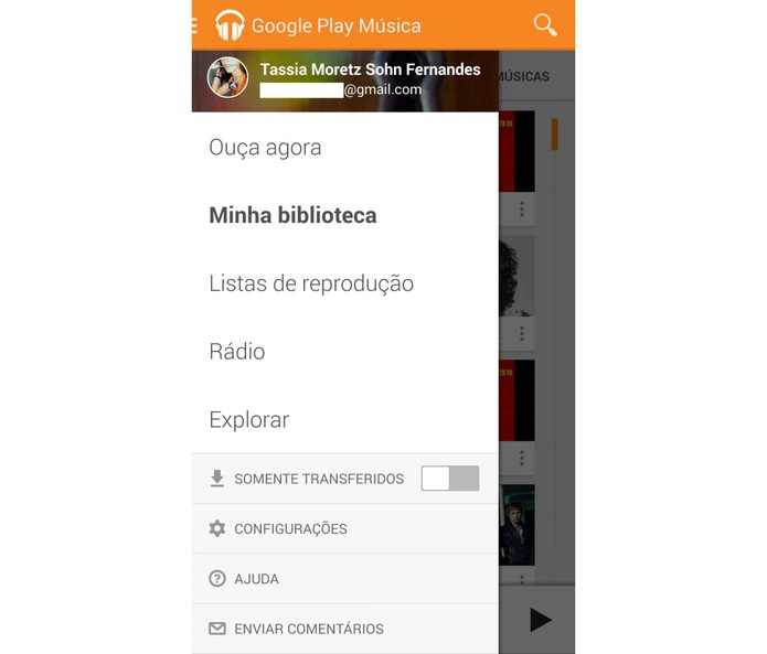 Interface do Google Play Music no Galaxy S5 (Foto: Reprodução) Interface do Google Play Music no Galaxy S5 (Foto: Reprodução)