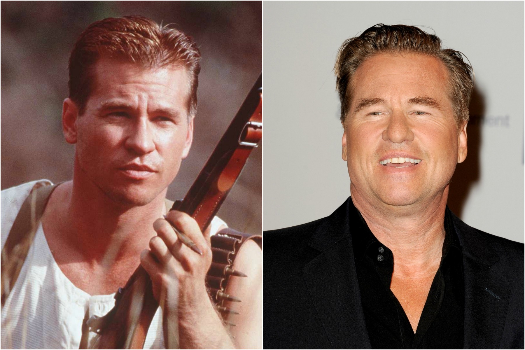 O ator Val Kilmer em 1996 e em 2013. (Foto: Getty Images)