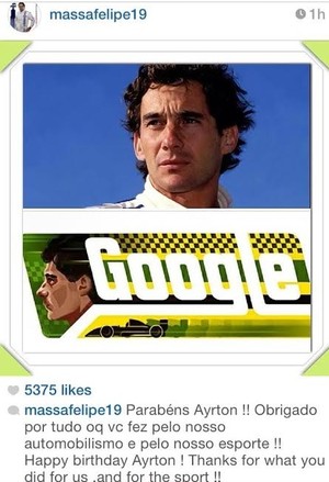 Massa Senna homenagem (Foto: Reprodução/Instagram)