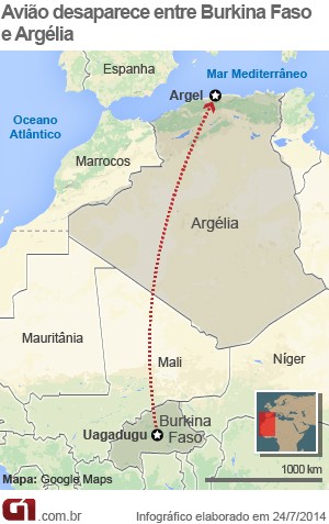 mapa avião argélia (Foto: Arte/G1)