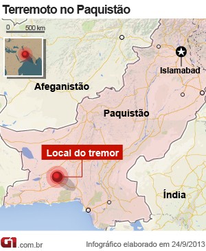 mapa terremoto paquistão 24/9 (Foto: 1)