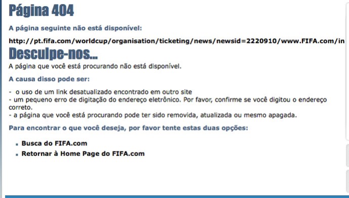 Reprodução site da Fifa Ingressos (Foto: FIFA)