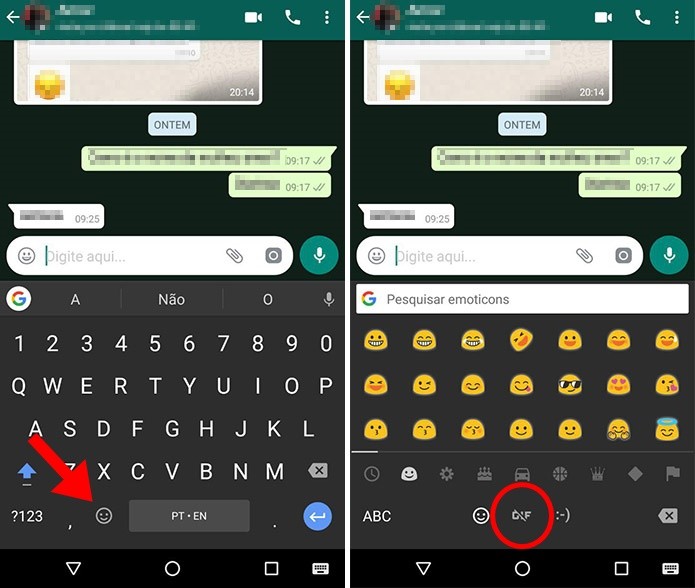 Botão de GIFs do Gboard não era habilitado no WhatsApp (Foto: Reprodução/Paulo Alves)