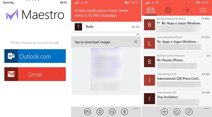 Maestro é um cliente de e-mail para Windows Phone com suporte ao Gmail e Outlook (Foto: Reprodução/Elson de Souza)