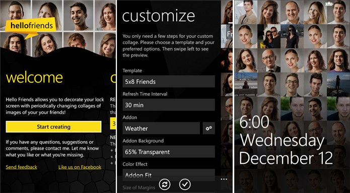 Hello Friends põe seus amigos da lista de contatos na tela de bloqueio do seu Windows Phone (Foto: Divulgação/Windows Phone Store)