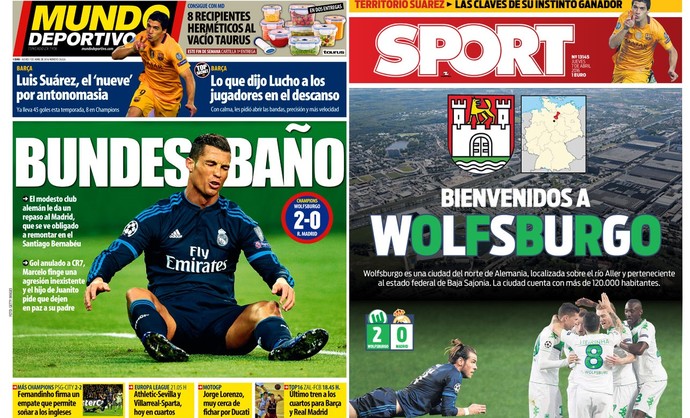 Capas de jornais Mundo Deportivo e Sport derrota Real Madrid (Foto: ReproduÃƒÂ§ÃƒÂ£o)
