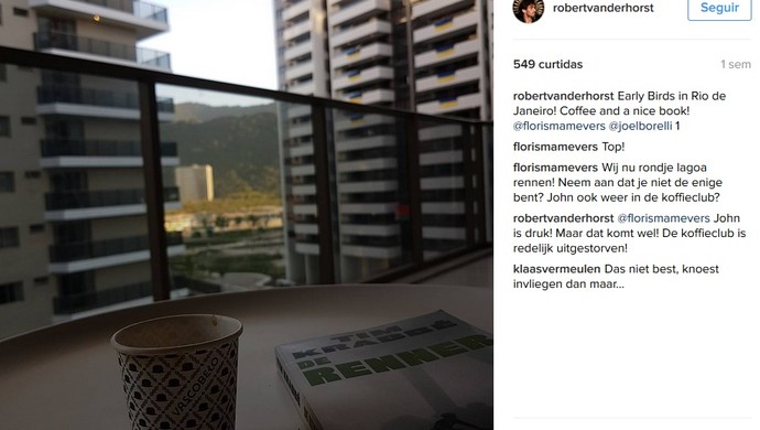 Postagem feita por Robert na Vila Olímpica do Rio de Janeiro (Foto: Reprodução/Instagram) Postagem feita por Robert na Vila Olímpica do Rio de Janeiro (Foto: Reprodução/Instagram)